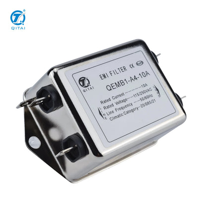 QEMB1-A4-10A Single Phase AC Power Line Filter 250VAC 10A Differential Mode Choke Stud Faston for Industrial PC