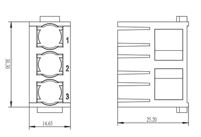 HMP-003-V2 3P Connector Pneumatic Module Male and Female V0 UL94 Contact Insert Module
