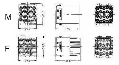 H2MEE-020-FC 16A 500V Heavy Duty Connector V0 Female Insert Crimp Terminal for Industrial Electric Communication Equipment
