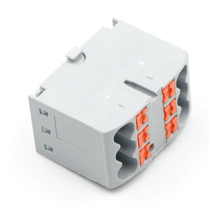 QPTFX 6*2.5 690V 24A Distribution Terminal Block Panel Mount 6 Port 2.5mm2 Wire Connector for Industrial Control Cabinets PA66