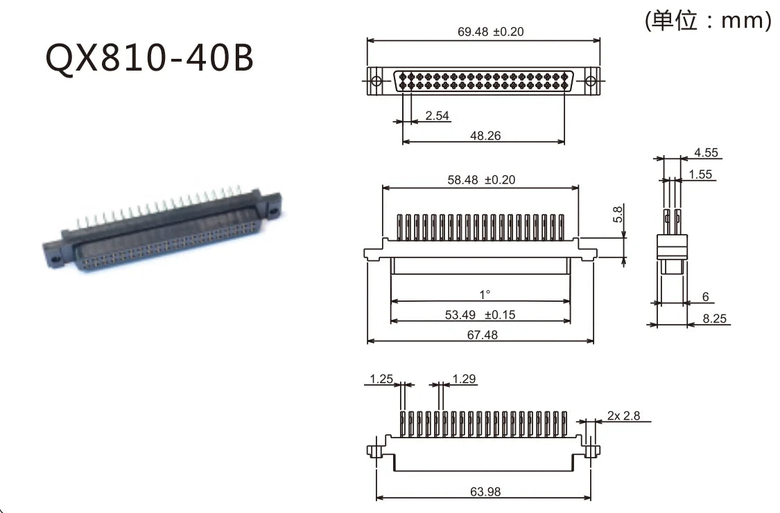 QX810 FCN Connector AWG20-28 Cable with Terminal Block 10P 20P 34P 40P MIL Connector