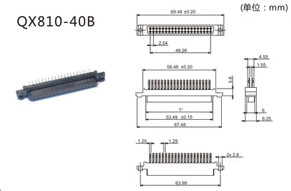 QX810 FCN Connector AWG20-28 Cable with Terminal Block 10P 20P 34P 40P MIL Connector