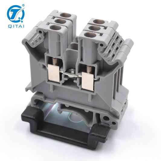 QUKJ-2.5 UK2,5N 800V 24A Nickel-Plated Copper Feed-through Rail Screw Terminal Block 0.2-2.5mm2