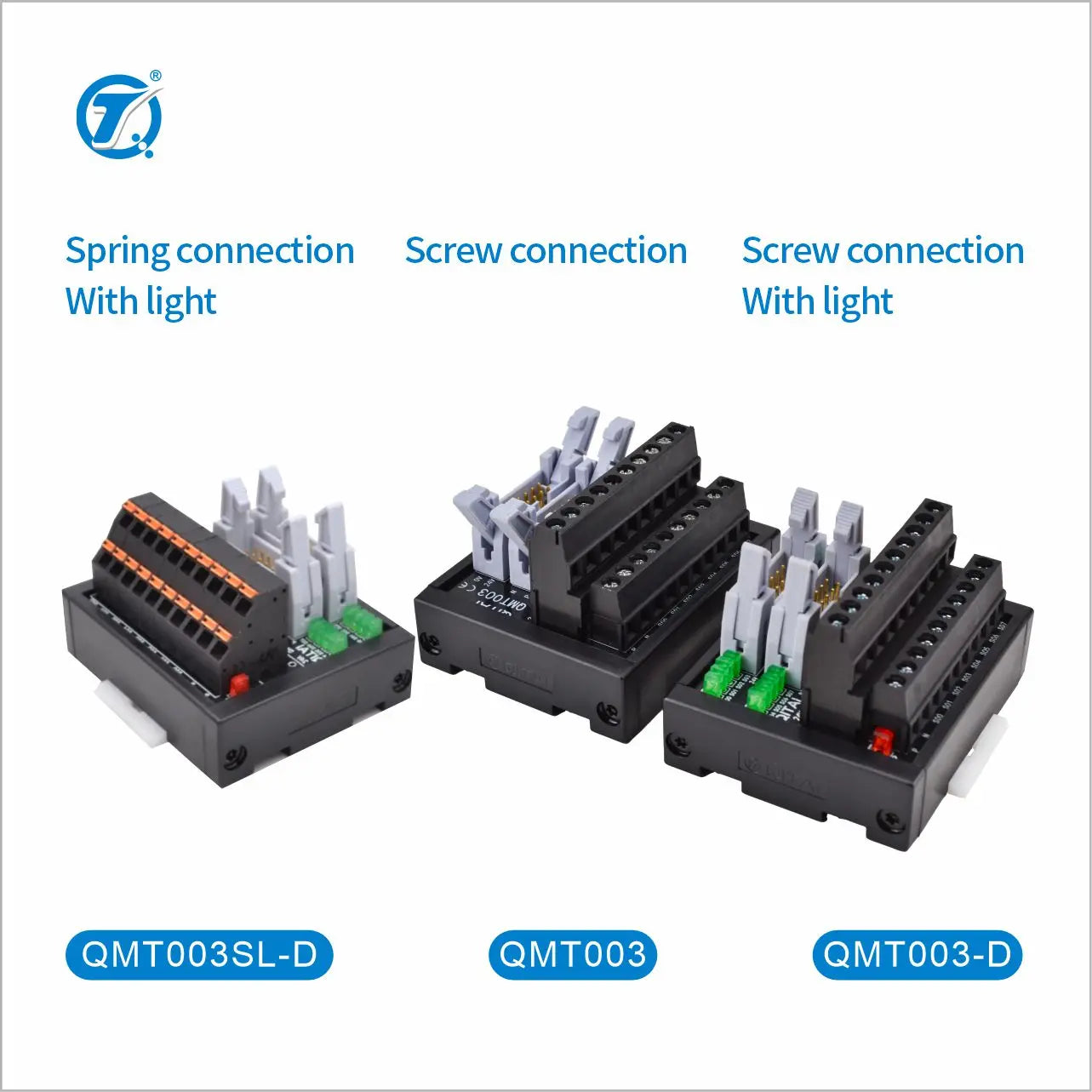 QMT003  1A DC24V Din Rail Mounting Screw or Spring Wiring Terminal Blocks for CPU/PLC