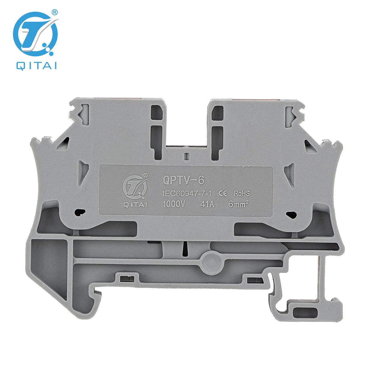 QPTV-6 PTV6 6mm² Din Rail Spring Terminal Block Connector Side Wire Block Power Purple Copper Link Terminal Block Strip