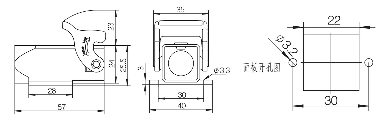 H3A.P-SG-1L-M20 Heavy Duty Connector Housings & Hoods Side Entry Automotive Waterproof Industrial Connector