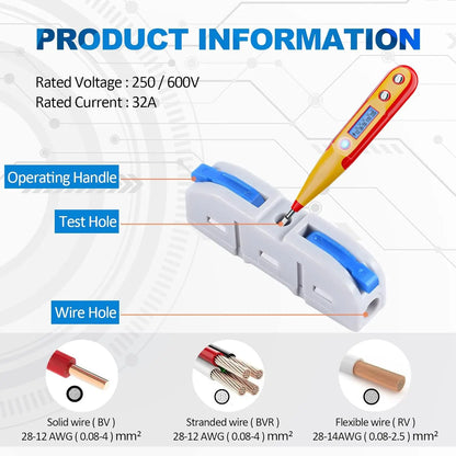 KV211 Easy Single Wire 1 Pole  250V and 32A LED Lights Wiring Quick Push Press Connectors Quick-insert Push-type Terminals