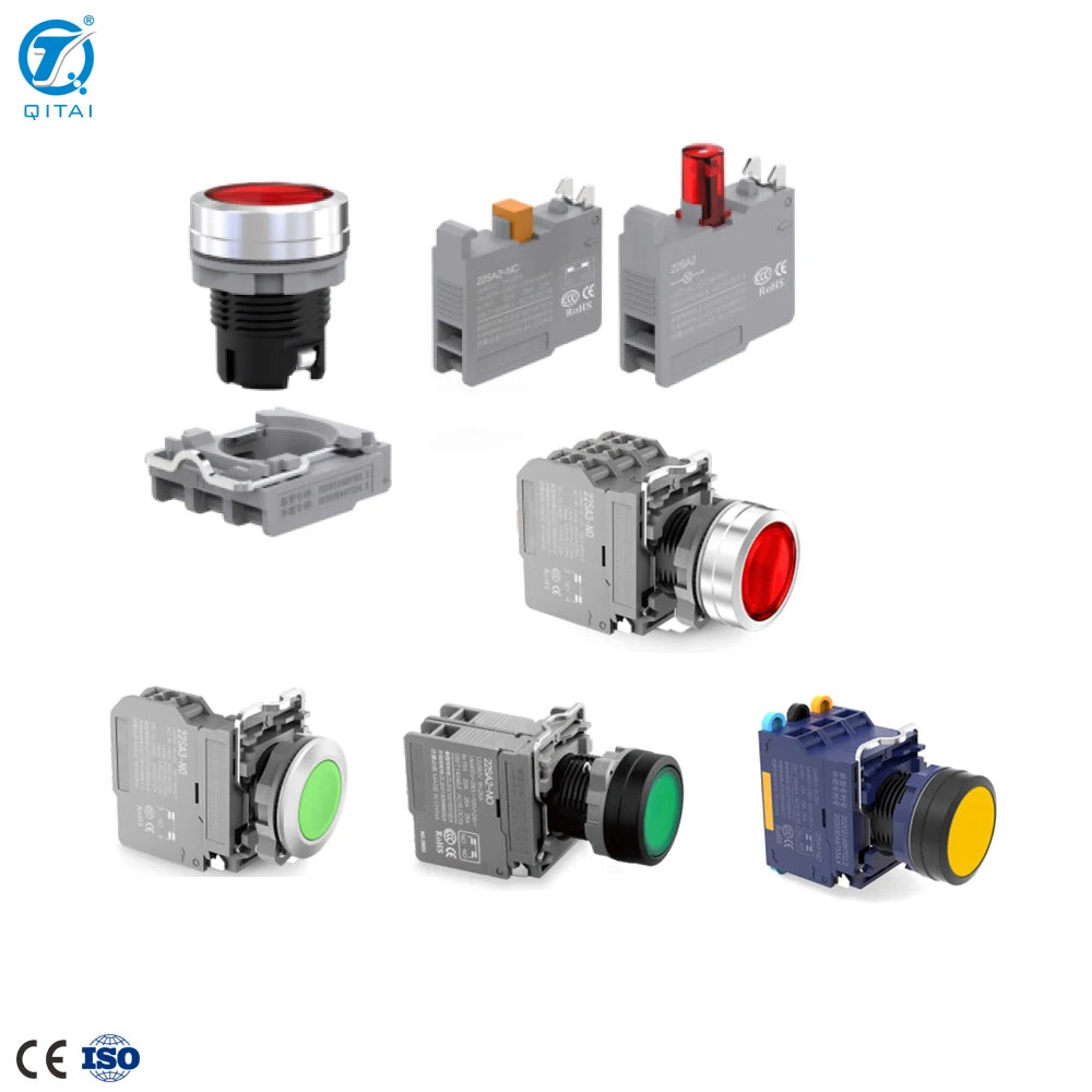 QDN22SA Series 22mm 1NO Plastic Push Button Switch 10A Self-reset Momentary for Control Panel Machine