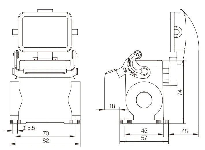 H6B-SGH-CV-1L-2M25 Heavy Duty Connector Compact Series Top Entry Protective Hoods