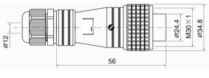 PC28F-2A  PC Pipe Cable Type Backward Installed Plug a 28mm 250V Metal Circular Aviation Connector Waterproof  2-26 PIN