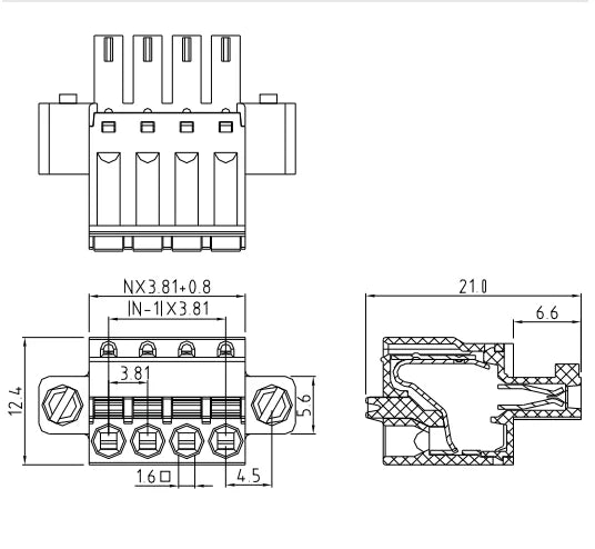QPL-381F-6P 3.81mm Pitch 6P 300v 10A Green High Strength Spring Wire Strong Shock Resistance QPL Series Plug PCB Terminal Blocks