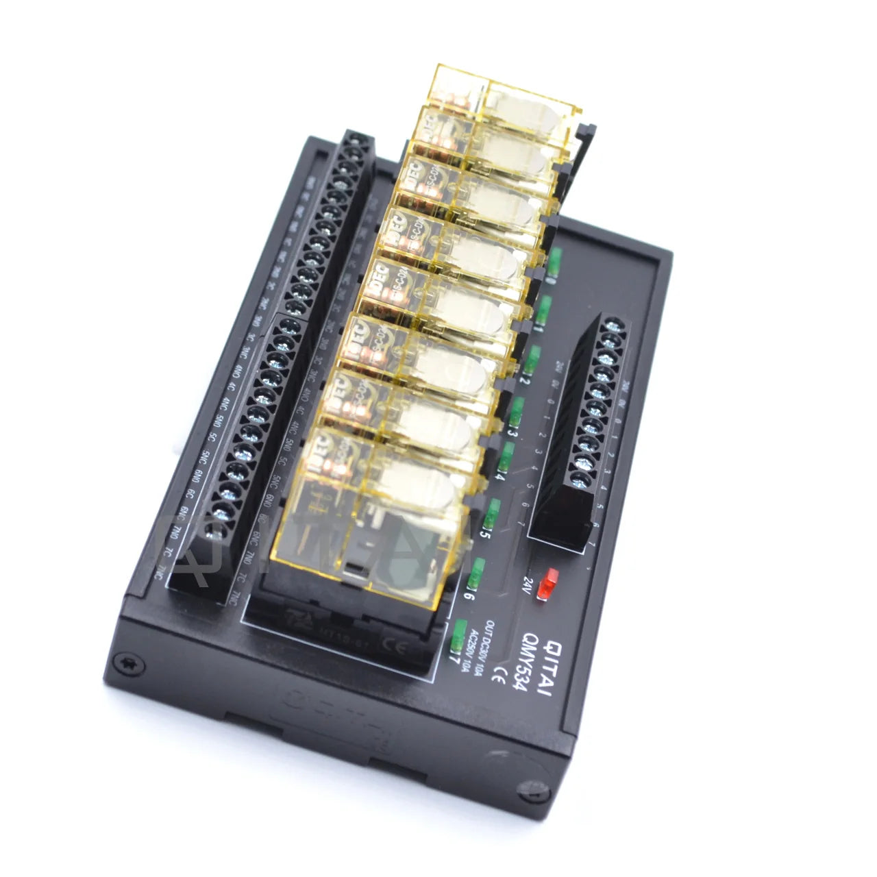 QMY534 250V 2A 1C 2O PLC 8-Bit Power Relay Module with Surge Absorber Circuit Solid State Relays Module Miswiring Protection