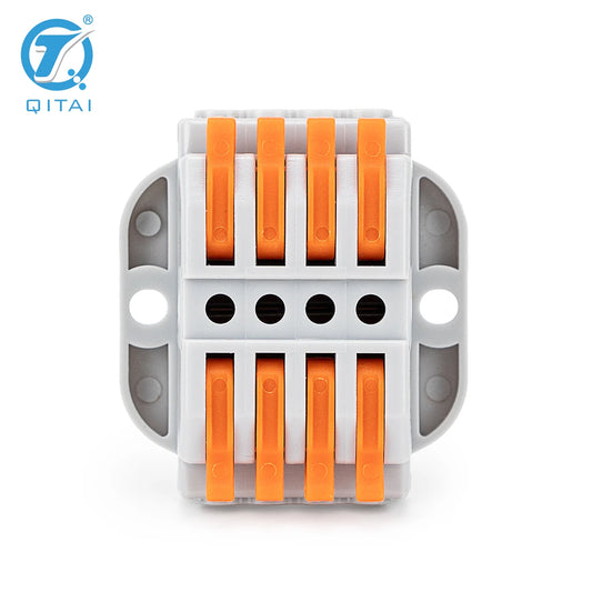 KV233-500T-4P 4P 250V 32A Lever Terminals Orange Mini Quick Connector Splicing Terminal Independent Management Wire Conductor