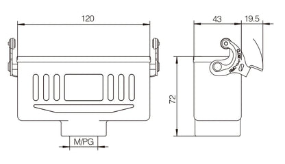 H24B-DJK-1L-PG21 Heavy Duty Industrial Connector Compact Series Top Entry Protective Hoods Aluminum Housing Copper