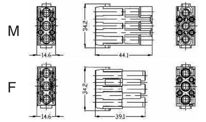 HMK-003/4-MC 40A 830V Heavy Duty Connector V0 Male Insert Crimp Terminal for Industrial Electric Communication Equipment