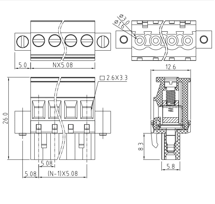 QPRA-508F  5.08mm Pitch 2P-24P 300v 15A  High Strength Spring Wire Strong Shock Resistance Plug PCB Terminal Connector Blocks