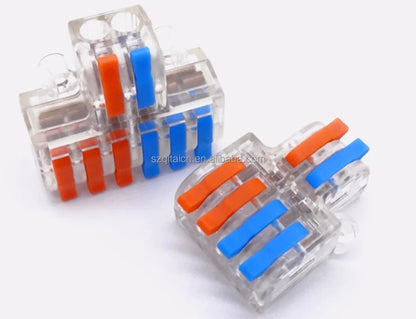 QDF Mini Fast Wire Splitter Easy Quick PA66  Clear Colorful Compact Wiring Cable Connector Push-in Conductors Terminal Block