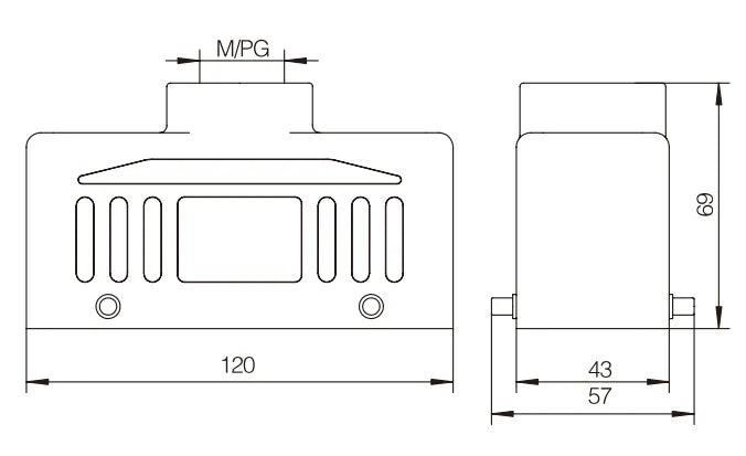 H24B-TK-4B-M25 Industrial Heavy Duty Connector Compact Series Top Entry Protective Hoods Aluminum Housing Copper Contacts