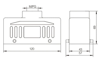 H24B-TK-4B-M25 Industrial Heavy Duty Connector Compact Series Top Entry Protective Hoods Aluminum Housing Copper Contacts