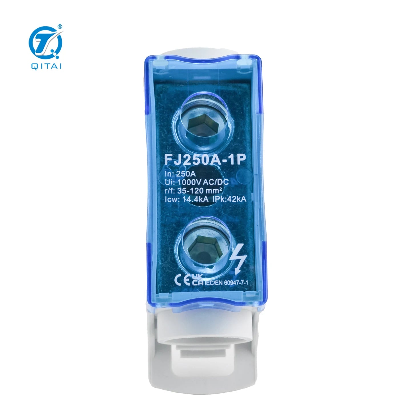 QFJ250A-1P Power Distribution Module 250A 1000V High Current Terminal Block with Transparent PC Cover PA66