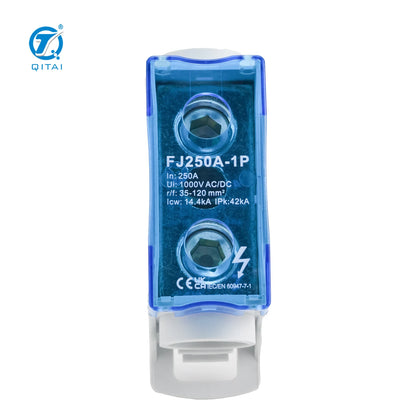 QFJ250A-1P Power Distribution Module 250A 1000V High Current Terminal Block with Transparent PC Cover PA66