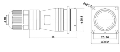 PTC24-10S  24MM Professional Aviation Wire Connectors Manufacturer CNC Electrical Equipment 6/10/12/19 Pin Waterproof Connector