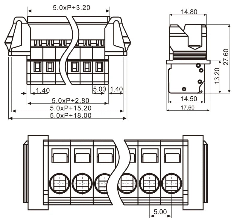 QNS-500L Electrical Components Power Distribution Terminal Block for Pluggable System Terminal Block Connector 320V 12A