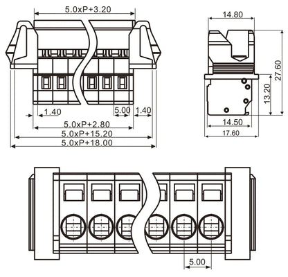 QNS-500L Electrical Components Power Distribution Terminal Block for Pluggable System Terminal Block Connector 320V 12A