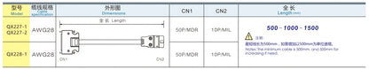 QX227-2  Servo Motor Cable AB CSD3 Series PLC Cable 50P/MDR 10P/MIL Safe Electrical Wire Extension Cable