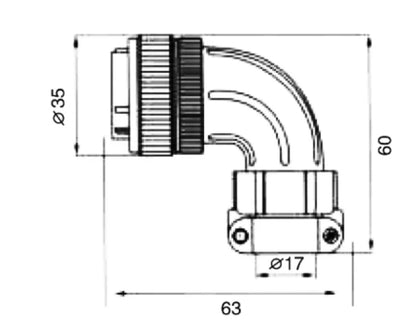 PG28F-2A   Cable Bending Type  Anti-mounted Plug D 250V Metal Circular Aviation Connector Waterproof for Aviation 2-26 PIN