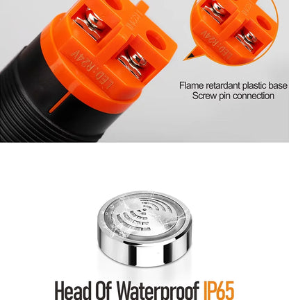 QDN22FM-QR Indicator Light Flash Acousto Optic Metal Buzzer DC5V DC12V DC24V AC220V 22mm Intermittent Sound Acousto-optic Buzzer