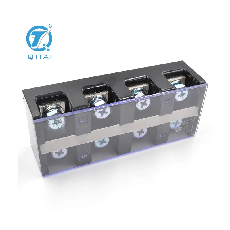 QITAI Factory Supply QTB-1004 17.5A Double Row Terminal Block with Cover Power Connector Power Wiring Terminal Barrier Strip