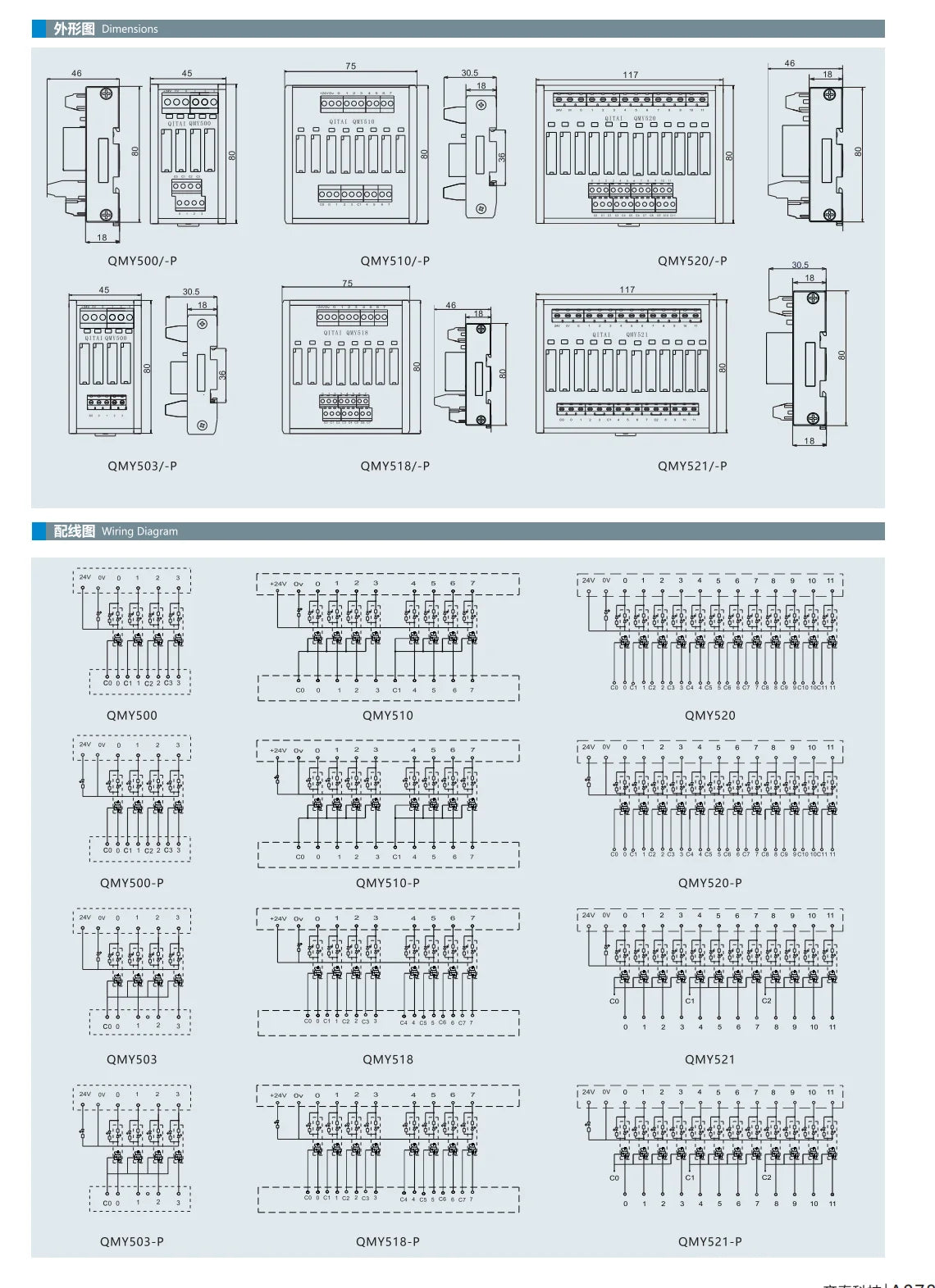 QMY500 380V 2A 1O PLC 4--bit Contact Independent Output High Power AC Solid State Relay Terminal Block Modules  LED Indication