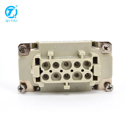 HE-010-M Series 10p Male 10A 250V Heavy Duty Multi-Pin Electrical Connector with IP54 Rating and Copper Contacts