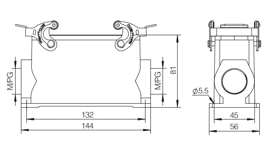 H24B-SGH-2L-PG21 Heavy Duty Connector Compact Series Top Entry Aluminum Protective Hoods