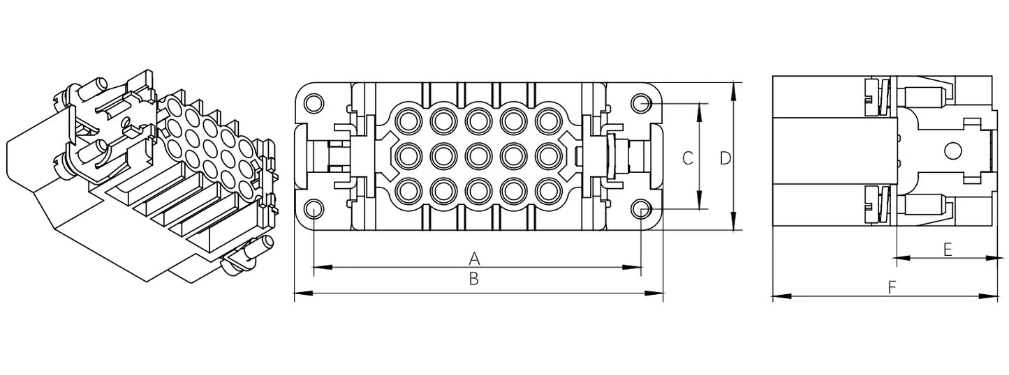HD-064-MC 10A 250V Heavy Duty Connector Male Insert Crimp Terminal for Industrial Equipment