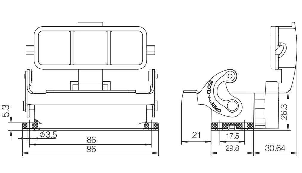 H16A-ST-CV-AL Heavy Duty Connector Compact Series Top Entry Protective Hoods