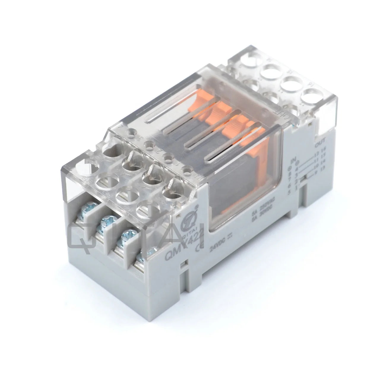 QMY422 Input/Output   4 Channel 24V Control Out 250V 5A Terminal Relay Module With Socket and LED APN3124