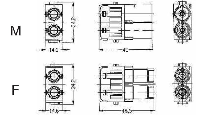 HMK70-002-M 70A 1000V Heavy Duty Connector V0 Male Insert Crimp Terminal for Industrial Electric Communication Equipment