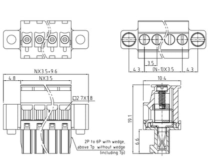 QPRB-350F 3.50mm Pitch 2P-24P 300V 10A High Strength Spring Wire Strong Shock Resistance Plug Connector Terminal Blocks PCB