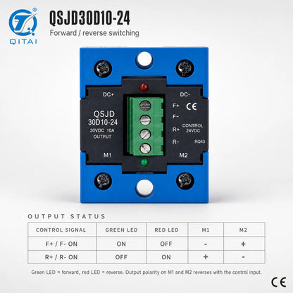 QSJD Series DC Motor Forward Reverse Solid State Relay Module 10-40A 24VDC MOSFET Low Leakage for DC Motor Control