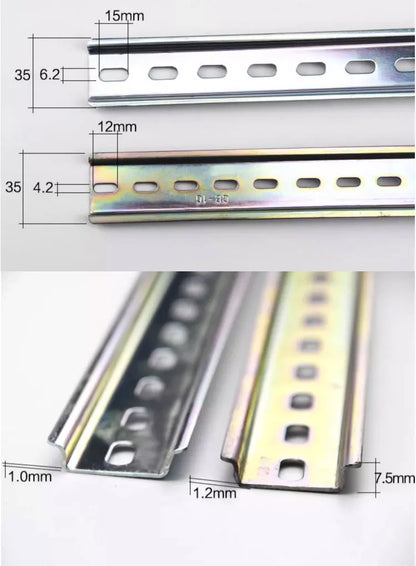 TH35-7.5 DIN Rail Perforated Customizable Length Slotted Din Mounting Rail 1m or 2m Fixed Hole Industrial Steel /Aluminum Rail