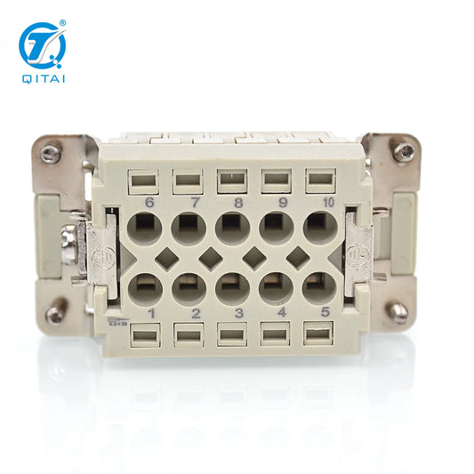 HE-010-M Series 10p Male 10A 250V Heavy Duty Multi-Pin Electrical Connector with IP54 Rating and Copper Contacts