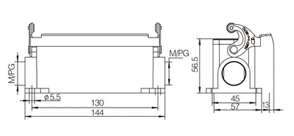QITAI H24B-SG-1L-PG21 Heavy Duty Connector Compact Series Aluminum Housing Top Entry Protective Hoods