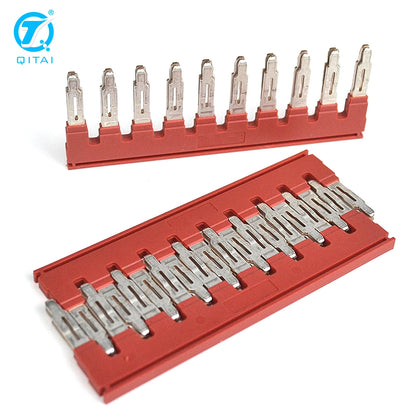 FBS10-10 Terminal Bridge Jumper Bar Electrical Busbar Jumper 10-Pole Terminal Jumper Red Terminal Connector Strip