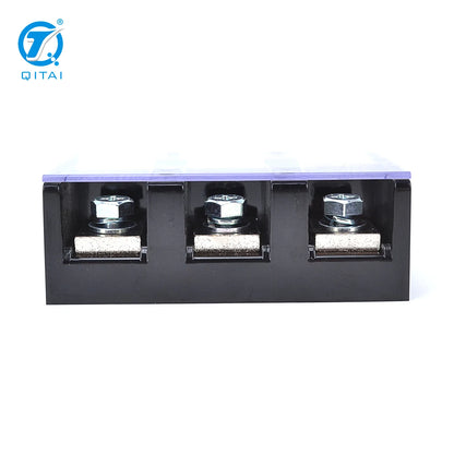 QITAI QTB-30004 309A Wire Barrier Block Terminal Strip 220x91x53mm Screw Connector Easy Installation Professional Brass 3Bits