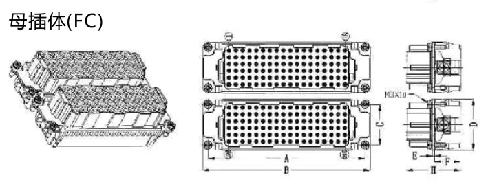 HDD-144-FC 10A 250V Heavy Duty Connector Female Insert for Industrial Equipment Crimp Terminal