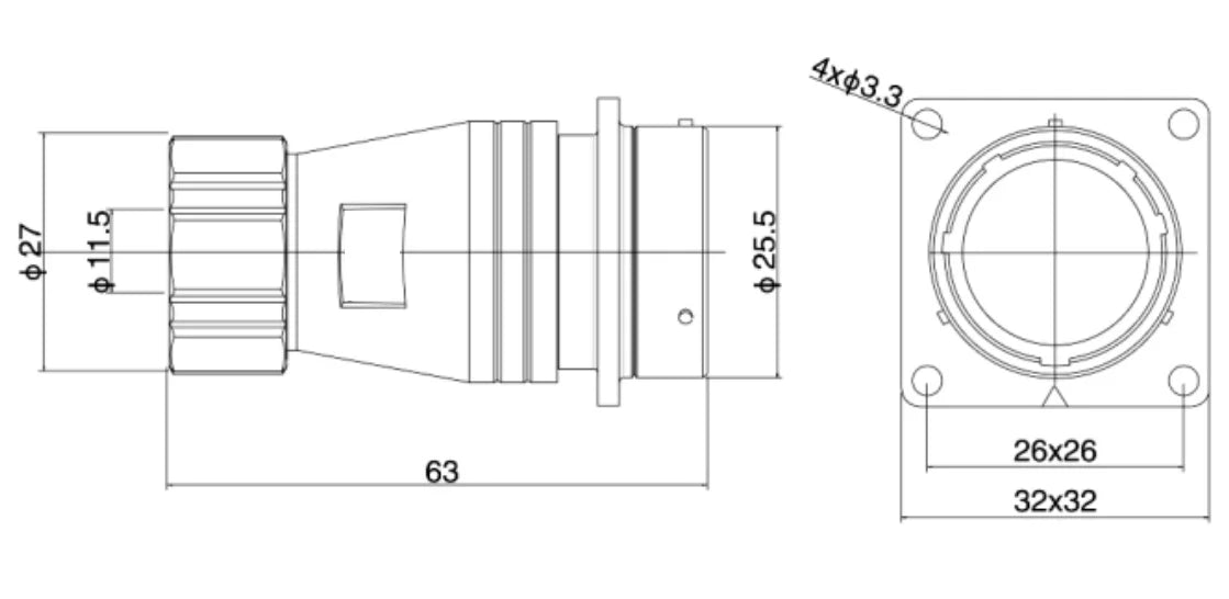 PTG24F-10S  24MM Professional Aviation Wire Connectors Manufacturer CNC Electrical Equipment 6/10/12/19 Pin Waterproof Connector