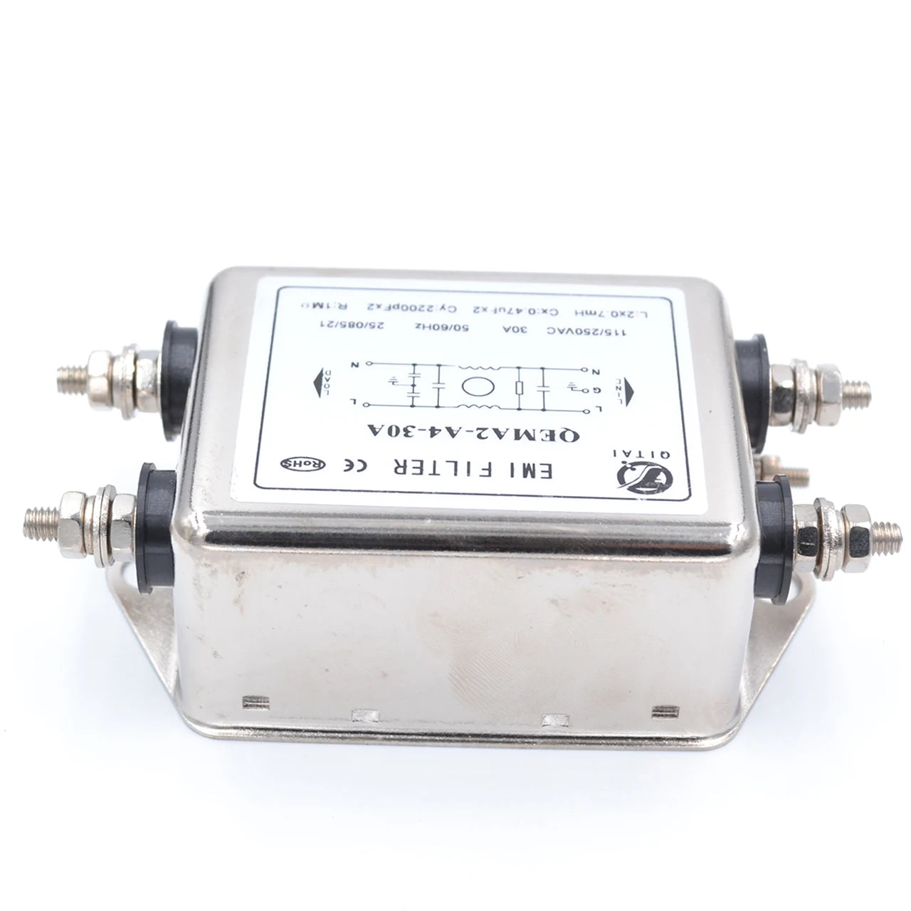 QEMA2-A4-30A Series115V 250V AC Single-Phase Power Filter with Differential & Common-Mode Interference Suppression
