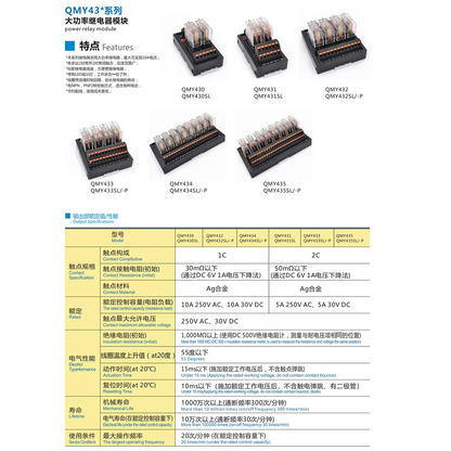 QMY432 NPN  4-bit 1C Power Relay Module 5A 250VAC/30VDC  High Power Relay Module LED With Surge Suppression Circuit